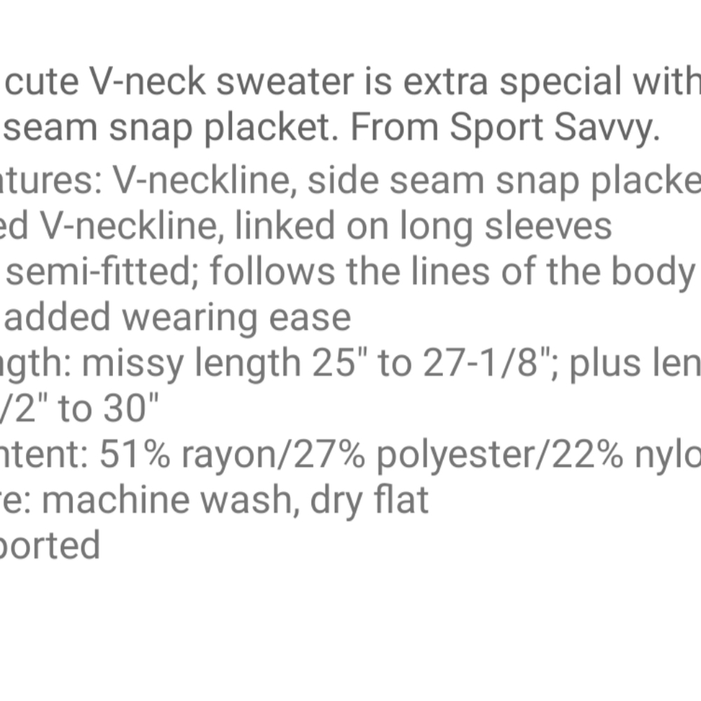 Ultra Soft V-Neck Sweater with Snap Button Sides by Sport Savy - Picture 5 of 5